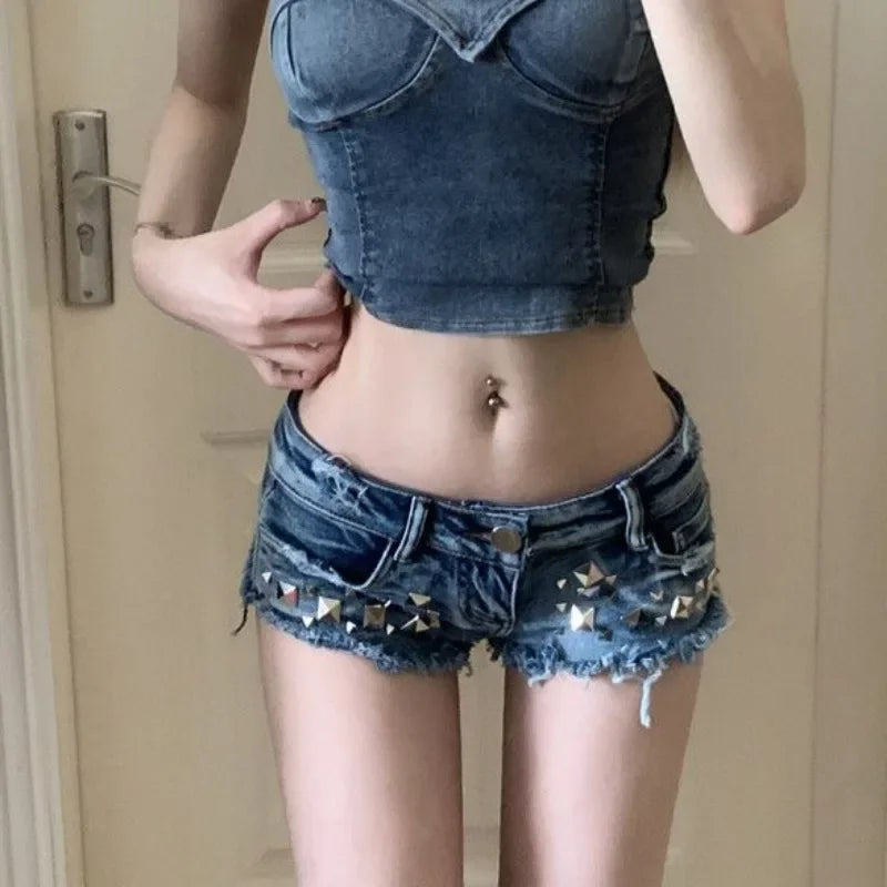 Micro Mini Women's Denim Shorts Tight Booty New In Skinny Female Short Jeans Pants Cheap Luxury Design Youthful Flowy Hot XXL XL - Shopfly.co.uk