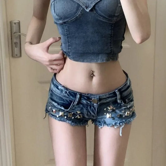 Micro Mini Women's Denim Shorts Tight Booty New In Skinny Female Short Jeans Pants Cheap Luxury Design Youthful Flowy Hot XXL XL - Shopfly.co.uk