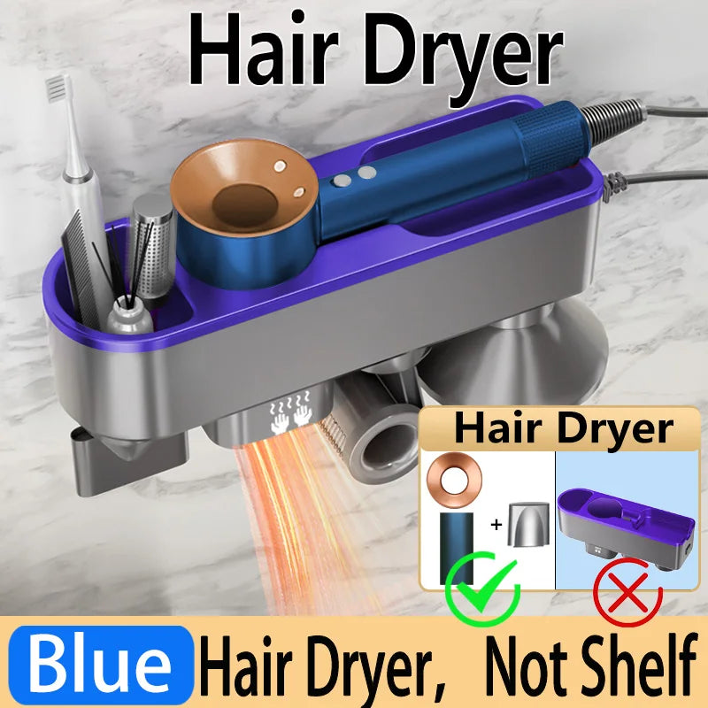For Dyson Xiaomi Hair Dryer Shelf Wall Mounted Hair Dryer Rack Change Into Automatic Hand Dryer with Storage Box hanger - Shopfly.co.uk