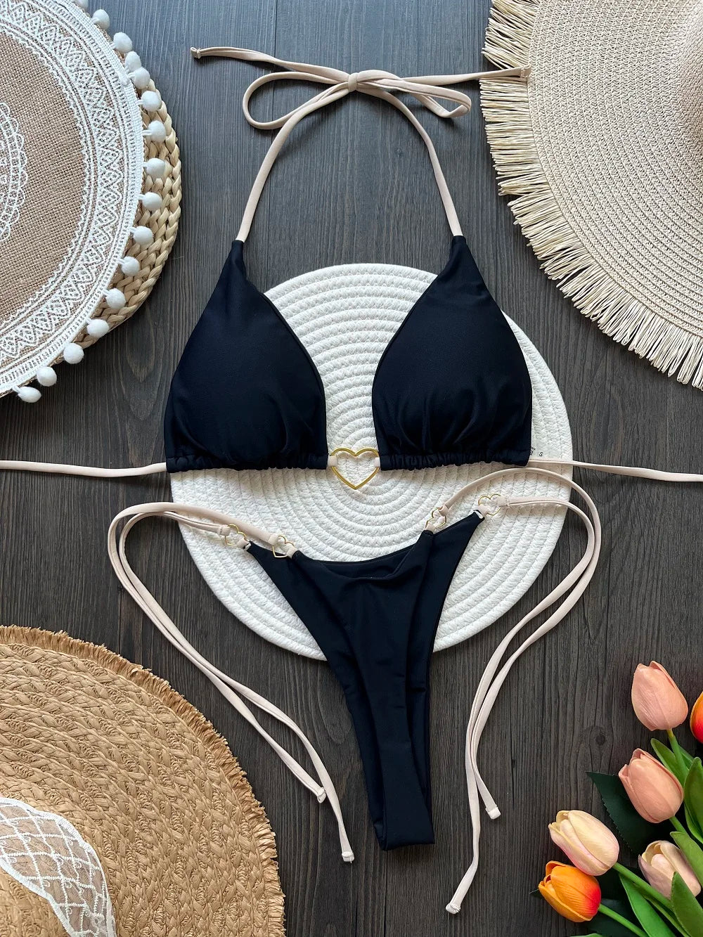 RUOTONSEPT Sexy Halter Solid color Bikini Set Women's Swimsuit Two-piece Triangle Thong Swimwear Bathing Suit Brazilian Biquinis - Shopfly.co.uk