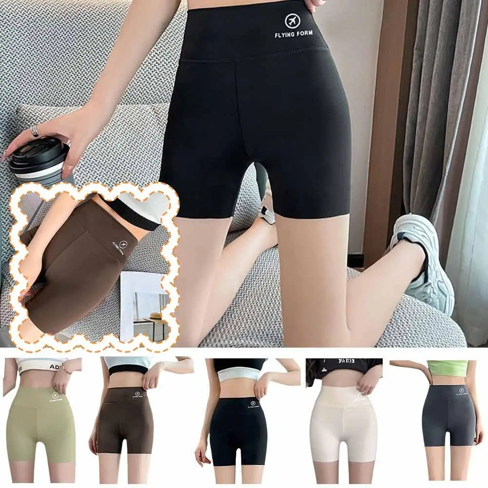 1pcs Women's Leggings Belly Tightening And Hip Lifting Pants Anti Glare Yoga Ice Silk Seamless Shorts Safety Shorts 3/4 Pants ﻿ - Shopfly.co.uk