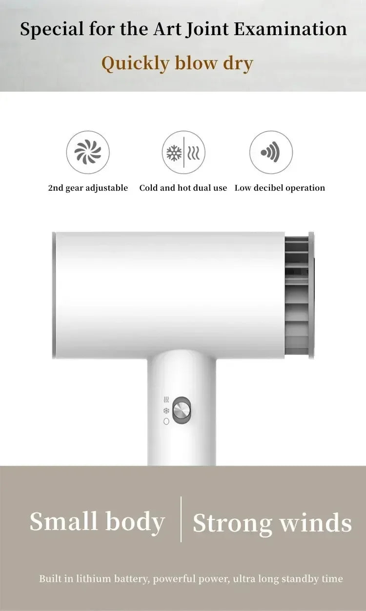 Portable Cordless Hair Dryer Fast Dry Hair Lithium Battery Rechargeable Blow Dryer Strong Wind Travel/Outdoor Plug in Hot Air - Shopfly.co.uk