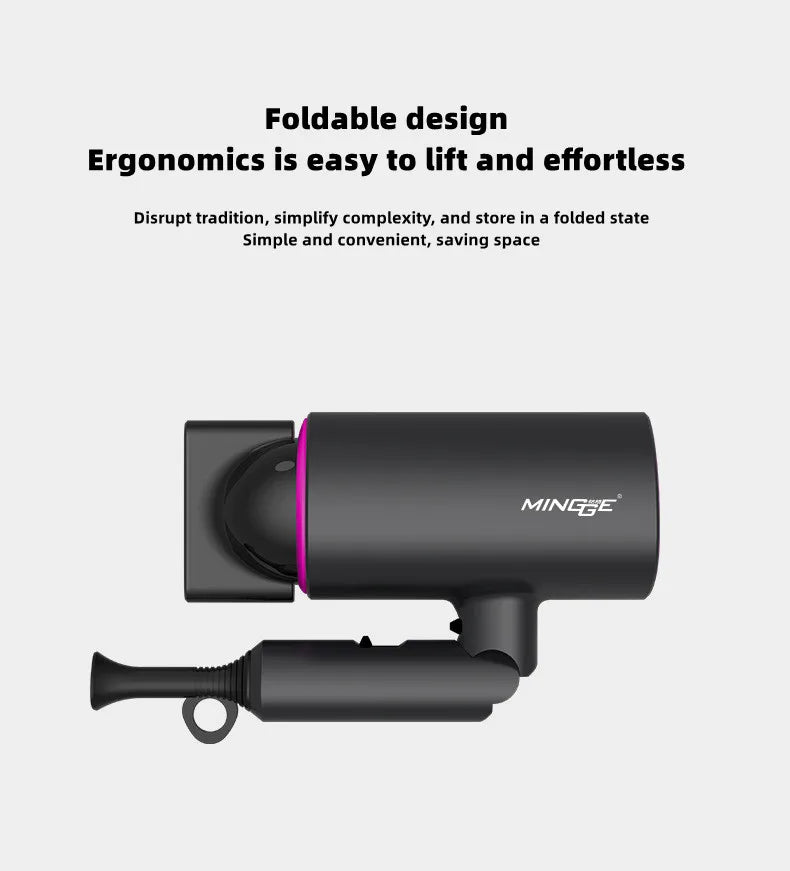 Popular Foldable Hair Dryer 1800W Blue Light Negative Ion Super Silent US/EU/UK/Plug 110V/220V Home Barber Recommended - Shopfly.co.uk