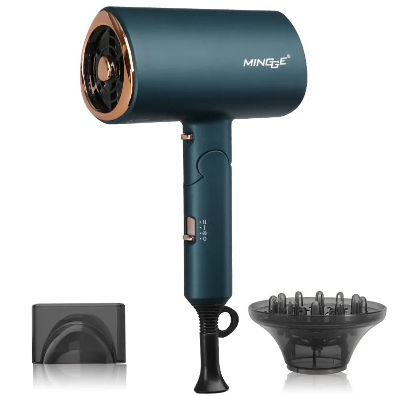 Popular Foldable Hair Dryer 1800W Blue Light Negative Ion Super Silent US/EU/UK/Plug 110V/220V Home Barber Recommended - Shopfly.co.uk