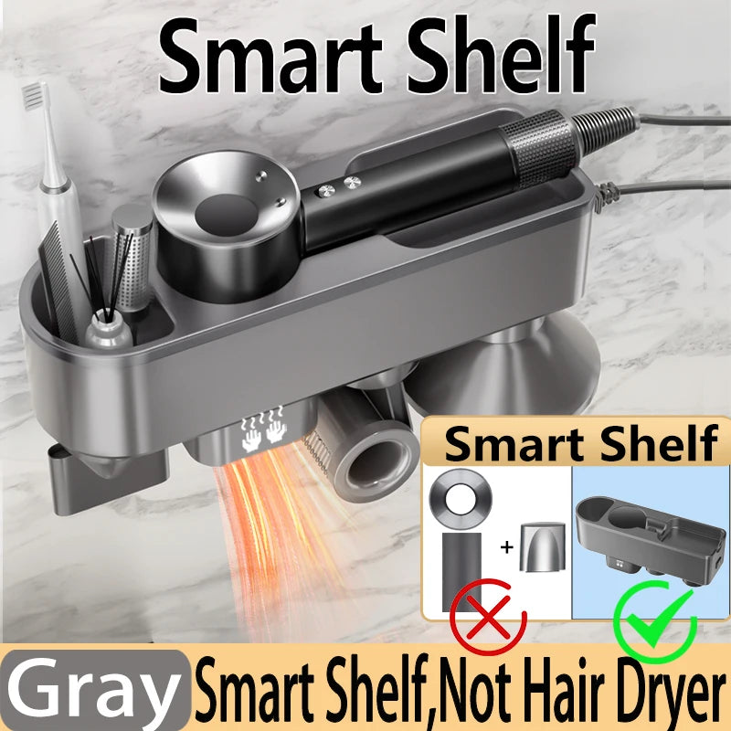 For Dyson Xiaomi Hair Dryer Shelf Wall Mounted Hair Dryer Rack Change Into Automatic Hand Dryer with Storage Box hanger - Shopfly.co.uk