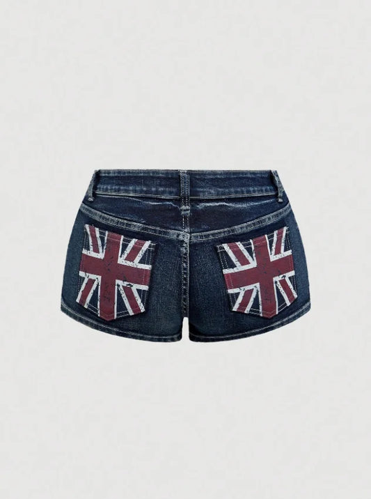Millennium subculture Gothic mini denim shorts women's y2k summer beach casual spicy girl sexy fashion retro straight leg shorts - Shopfly.co.uk