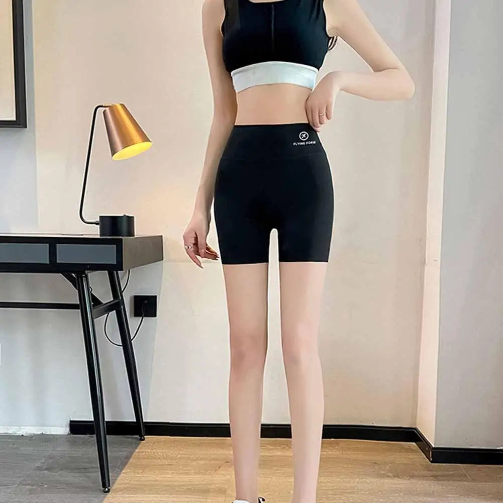 1pcs Women's Leggings Belly Tightening And Hip Lifting Pants Anti Glare Yoga Ice Silk Seamless Shorts Safety Shorts 3/4 Pants ﻿ - Shopfly.co.uk