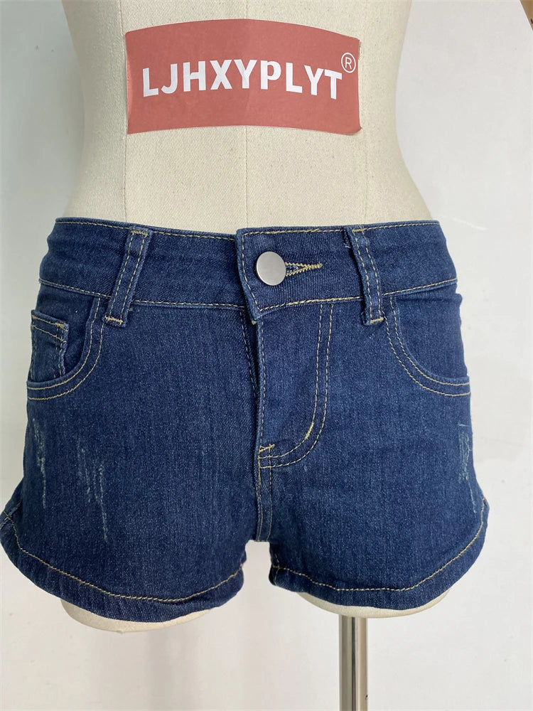 Women's Scratch Design Spicy Girl Denim Shorts Summer Y2K New Hot Girl Street Female Bottoms Casual Hip Wrap Sexy Mini-Shorts - Shopfly.co.uk