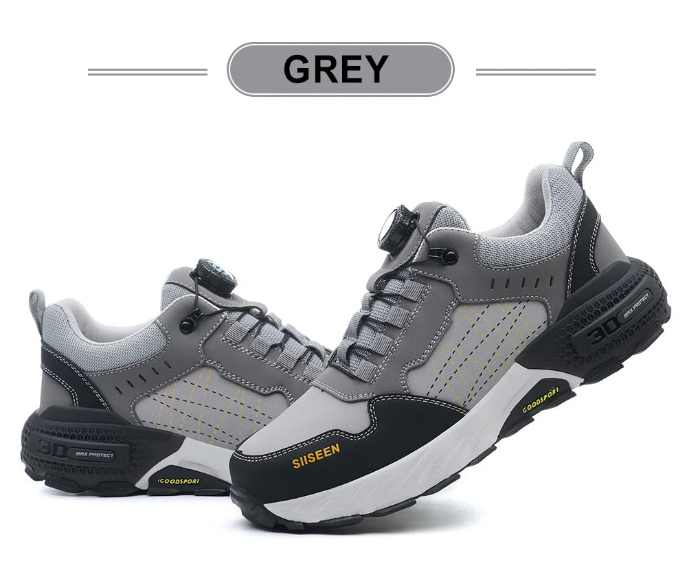 high-quality Work Safety Shoes for men Rotating button Work Sneakers Anti-smash Anti puncture Indestructible shoes Work Boots - Shopfly.co.uk