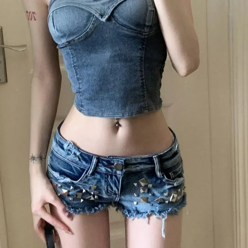 Micro Mini Women's Denim Shorts Tight Booty New In Skinny Female Short Jeans Pants Cheap Luxury Design Youthful Flowy Hot XXL XL - Shopfly.co.uk