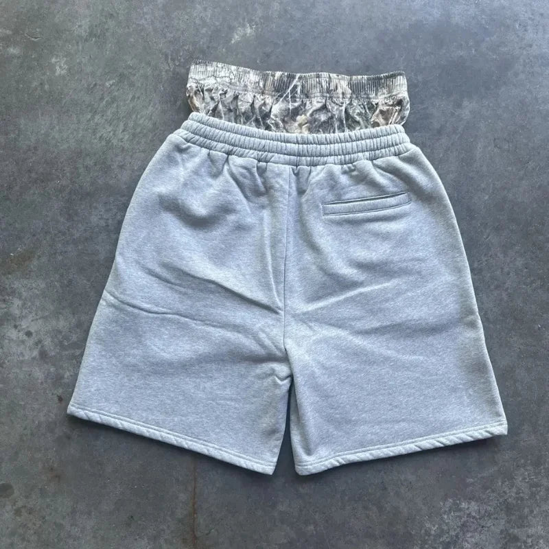 Y2K Retro Shorts Camouflage Pattern Double Waist Embroidered Streetwear Men Women Harajuku Hip Hop Casual Boxer Sports Shorts - Shopfly.co.uk