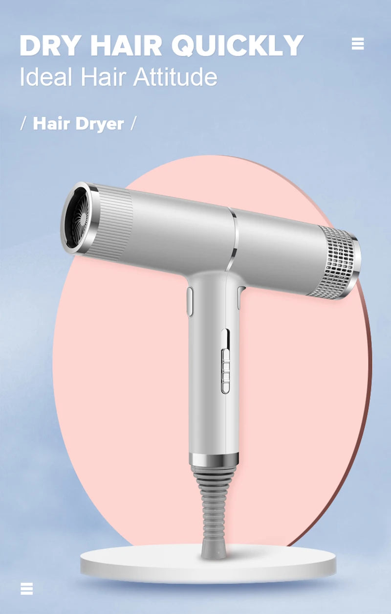 Low noise cold and hot negative ion hair dryer Intelligent temperature adjustable quick drying leafless hair dryer - Shopfly.co.uk