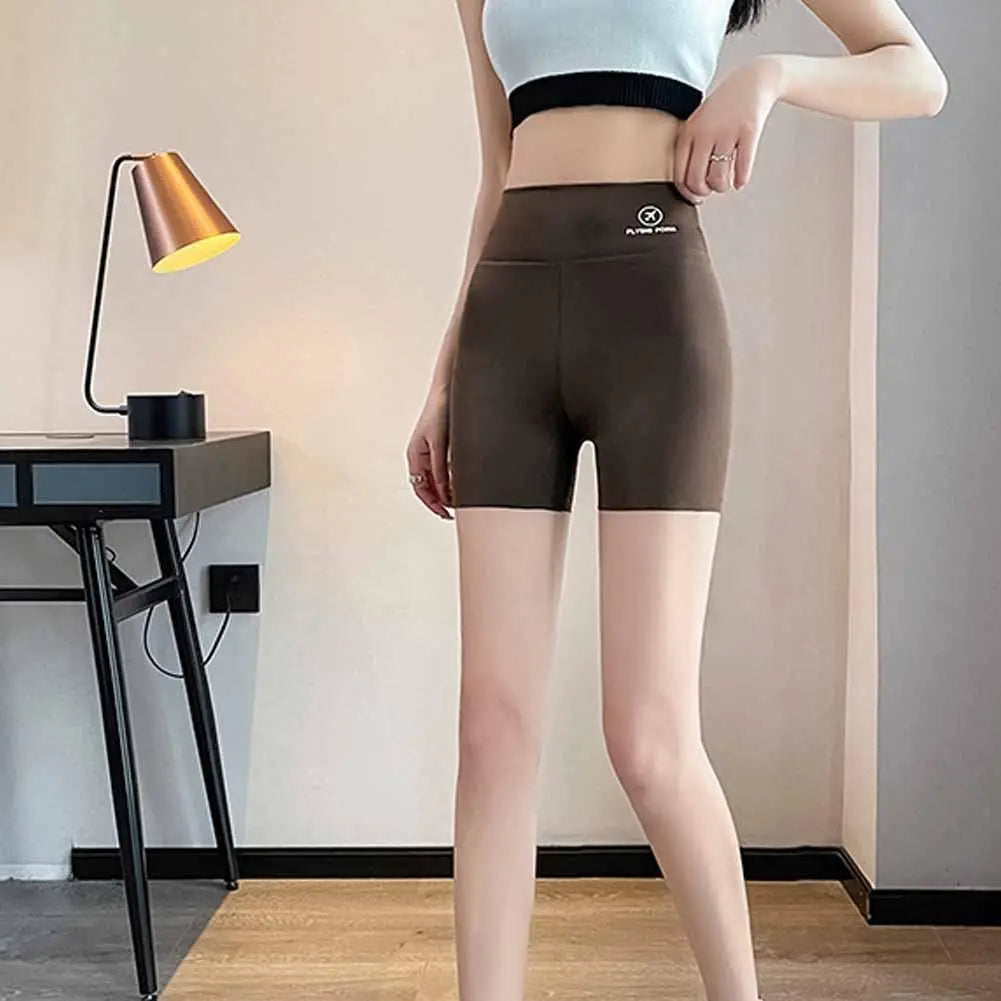1pcs Women's Leggings Belly Tightening And Hip Lifting Pants Anti Glare Yoga Ice Silk Seamless Shorts Safety Shorts 3/4 Pants ﻿ - Shopfly.co.uk