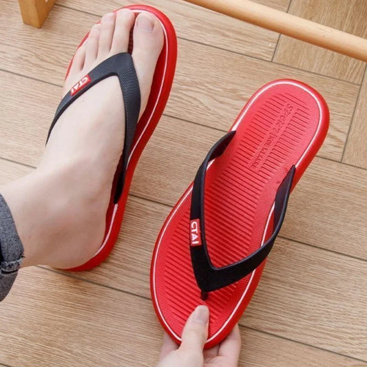 Red Flat Sandals Man Shiatsu Cheap Liquidation Summer Sale Slippers for Men Designer Luxury 2025 Fashion Mascullino Trend Shoes - Shopfly.co.uk