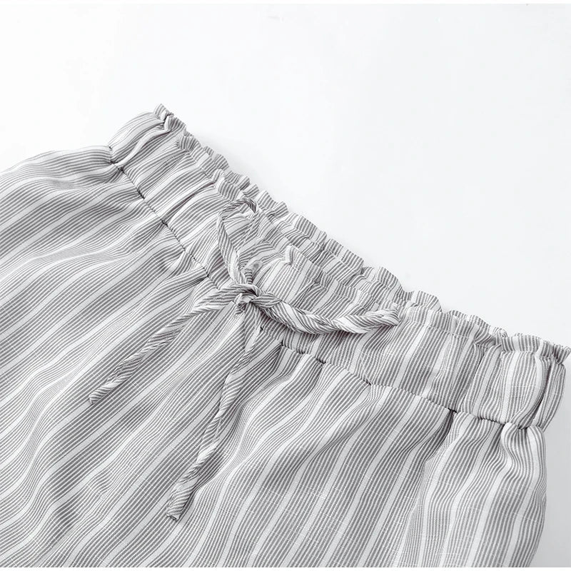 Gray Casual Loose Shorts Set Women Long Sleeve Single Breasted Shirt Elastic Waist Shorts Suit Summer Lady Daily Holiday Outfit - Shopfly.co.uk