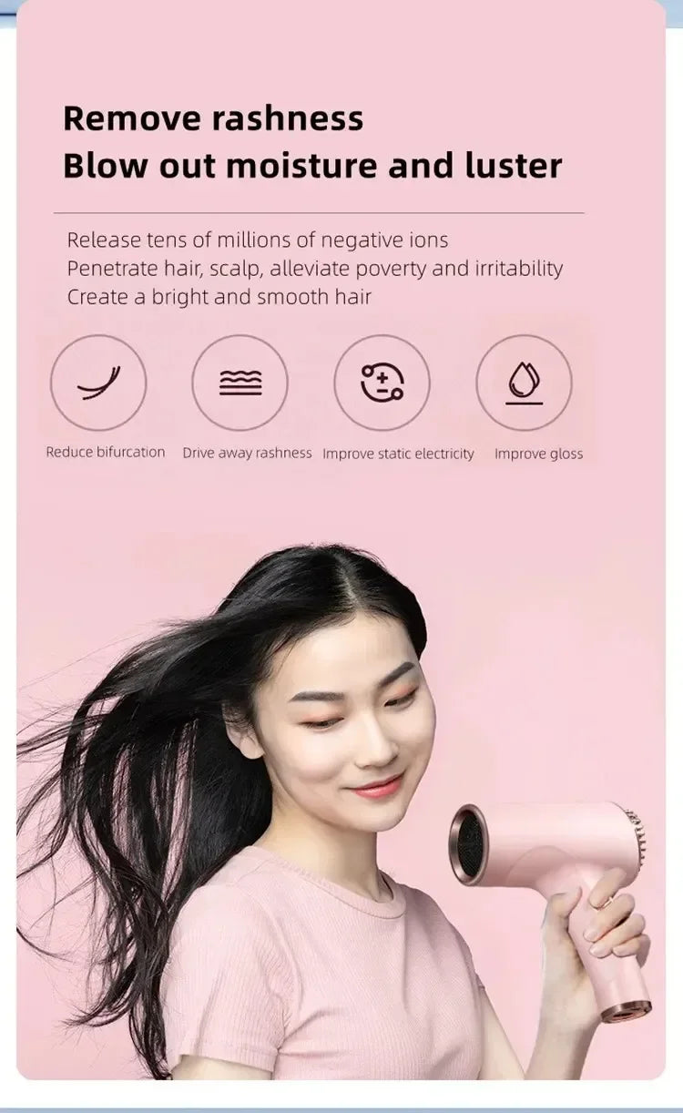 Portable Cordless Hair Dryer Fast Dry Hair Lithium Battery Rechargeable Blow Dryer Strong Wind Travel/Outdoor Plug in Hot Air - Shopfly.co.uk