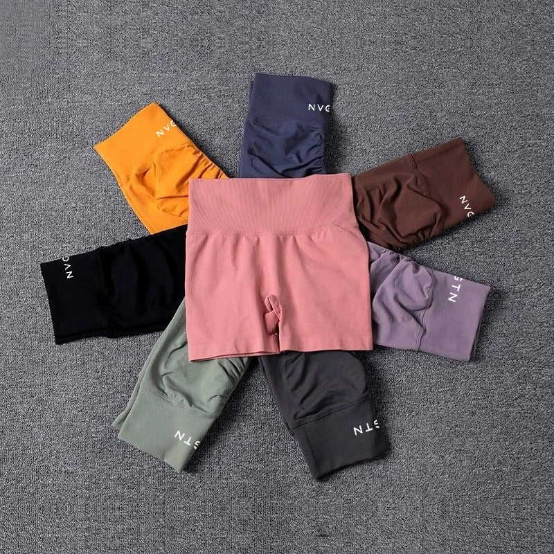 NVGTN Shorts Macaron Color CrossFit Training Yoga Cycling Women Summer Low Ribbed Band Scrunch Butt Seamless Breathable Shorts - Shopfly.co.uk