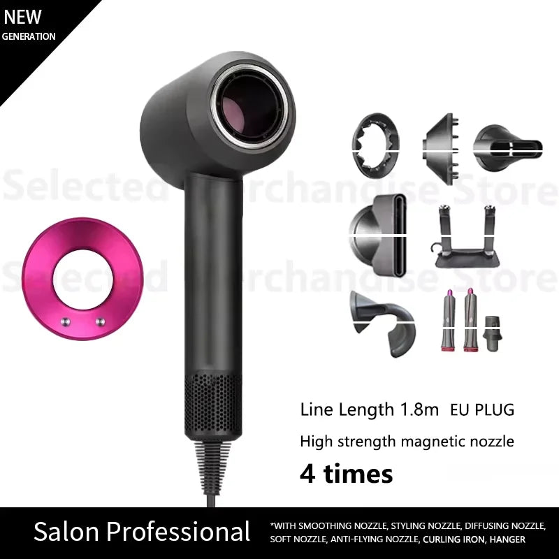 2025 New Professional Leafless Constant Temperature Negative Ion Attachment 5 Powerful Home Travel Portable Electric Hair Dryer - Shopfly.co.uk
