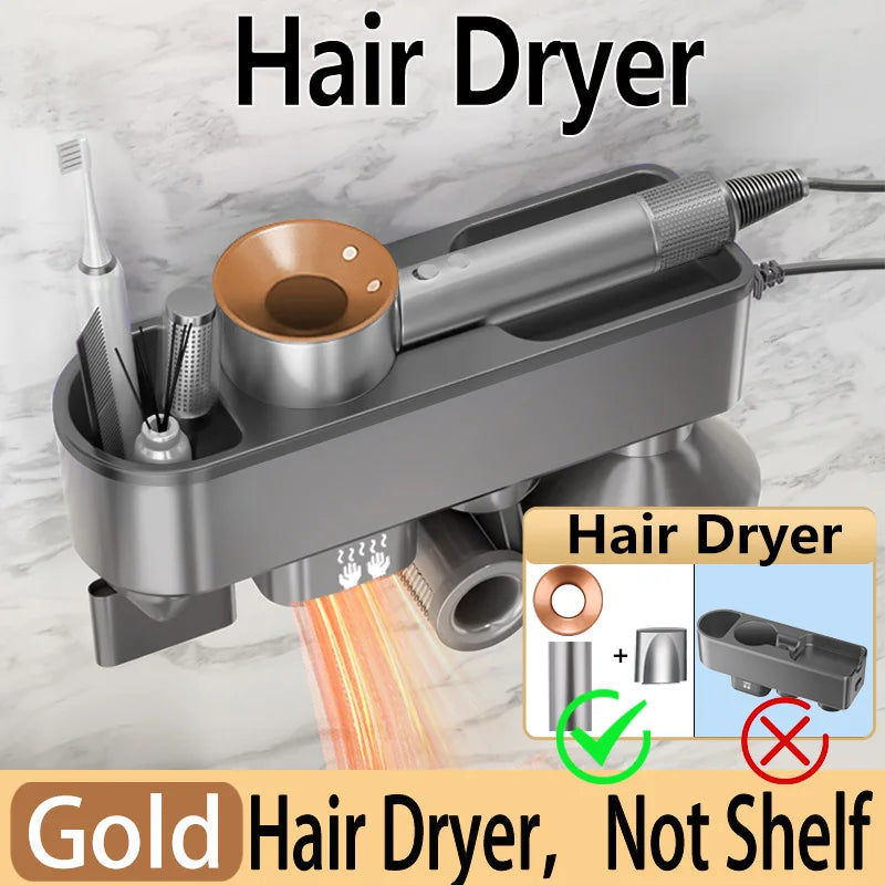 For Dyson Xiaomi Hair Dryer Shelf Wall Mounted Hair Dryer Rack Change Into Automatic Hand Dryer with Storage Box hanger - Shopfly.co.uk