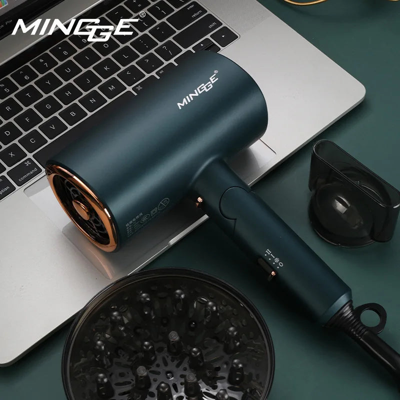 Popular Foldable Hair Dryer 1800W Blue Light Negative Ion Super Silent US/EU/UK/Plug 110V/220V Home Barber Recommended - Shopfly.co.uk