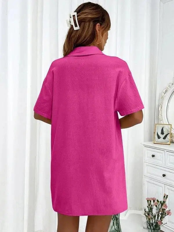 Solid Color Single Breasted Top Casual Loose Short Pants Sets Women Summer Women's 2 Pieces Suit Full Set Female Outfit Clothes - Shopfly.co.uk