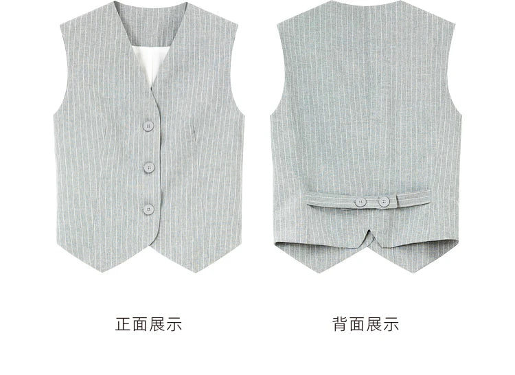 VIMLY Two Piece Office Outfit Woman 2025 Summer Pant Sets Linen Blend Women's Suits V Neck Waistcoat + Wide Leg Long Pants M7357 - Shopfly.co.uk
