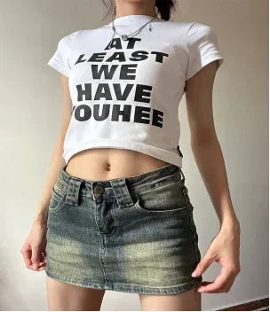 Millennium subculture Gothic mini denim shorts women's y2k summer beach casual spicy girl sexy fashion retro straight leg shorts - Shopfly.co.uk