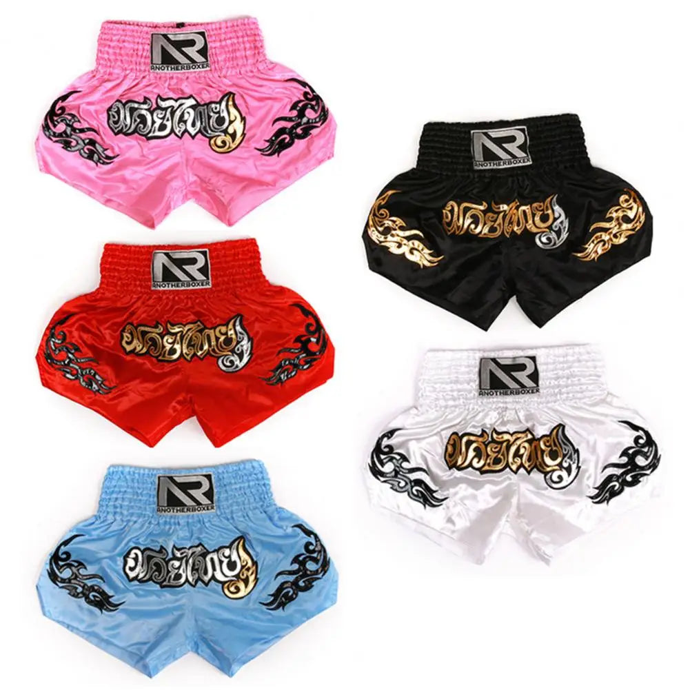 Sports Boxing Shorts Women Men High Elasticity Breathable Muay Thai Cord Design Trunks Kickboxing Shorts - Shopfly.co.uk