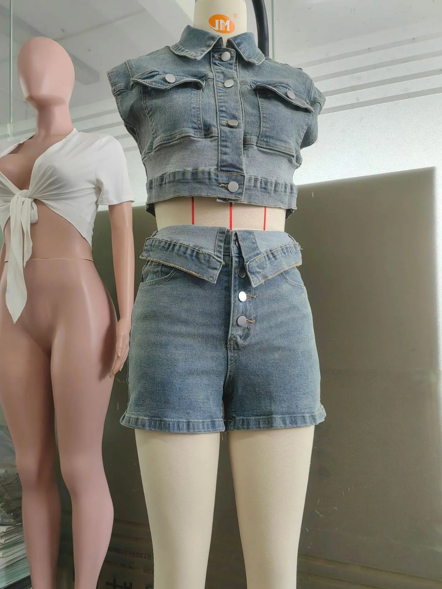 Weird Puss Patchwork Women 2 Piece Set Frock Tracksuit Single-Breasted Pocket Tank Tops+Lapel Short Matching Streetwear Outfits - Shopfly.co.uk