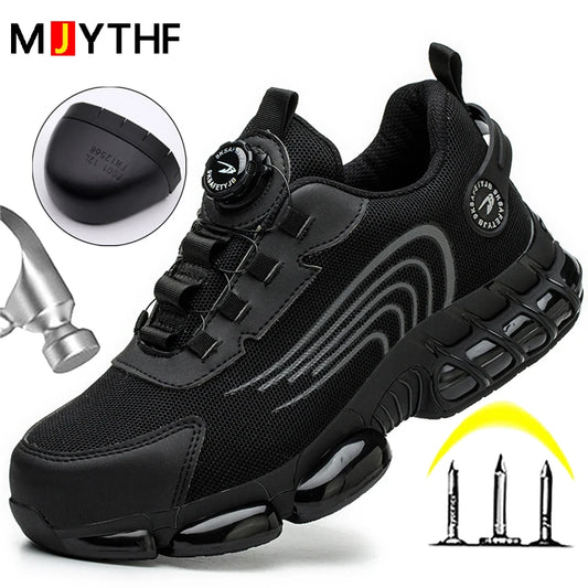 Rotating Button Safety Shoes Men Work Sneakers Indestructible Shoes Puncture-Proof Protective Shoes Work Boots Steel Toe Shoes - Shopfly.co.uk
