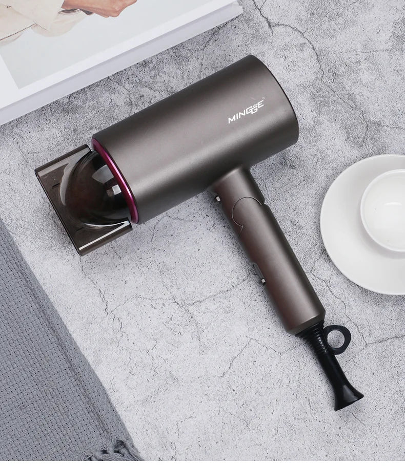 Popular Foldable Hair Dryer 1800W Blue Light Negative Ion Super Silent US/EU/UK/Plug 110V/220V Home Barber Recommended - Shopfly.co.uk