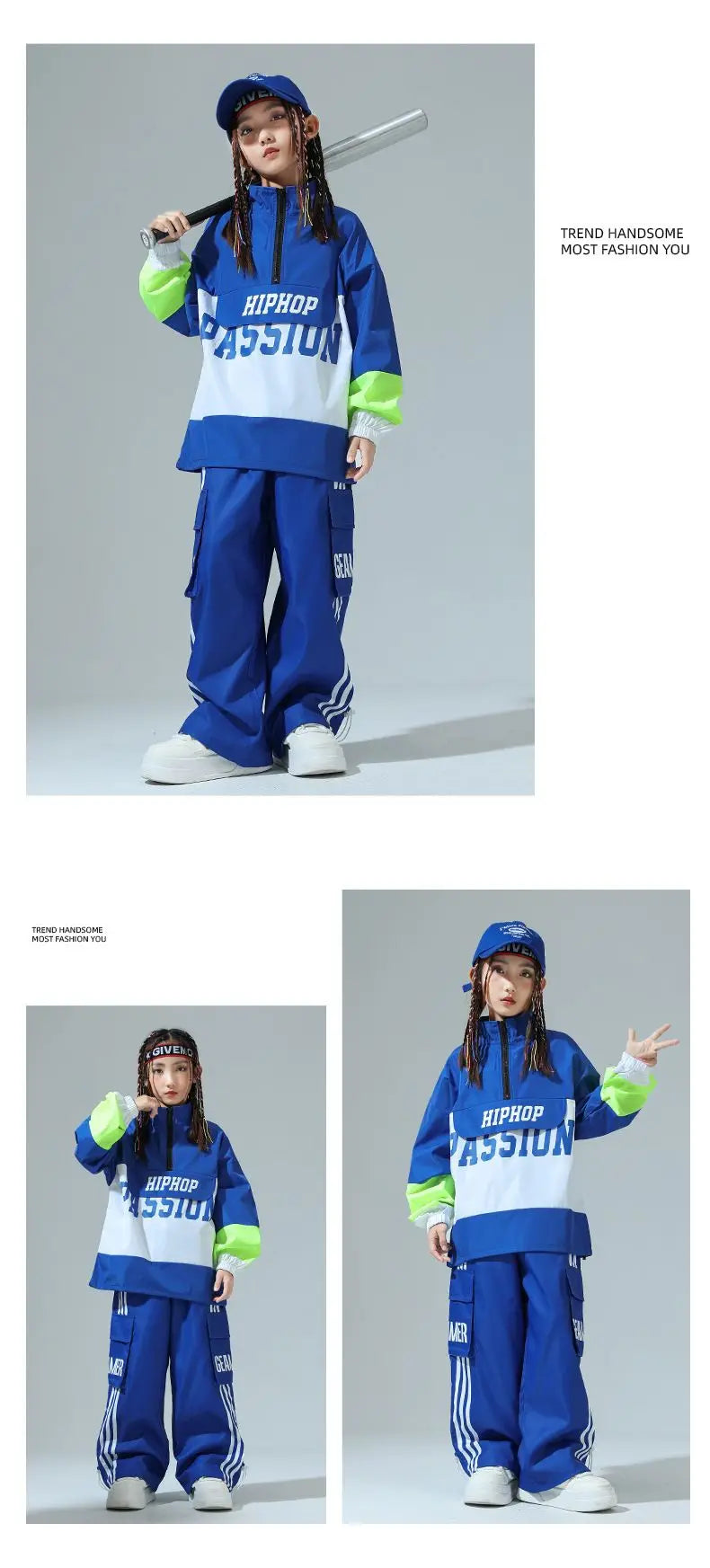 Boys Hip Hop Pullover Street Dance Cargo Pants Girls High Collar Sweatshirt Outfits Kids Jazz Sport Clothes Set Child Streetwear - Shopfly.co.uk