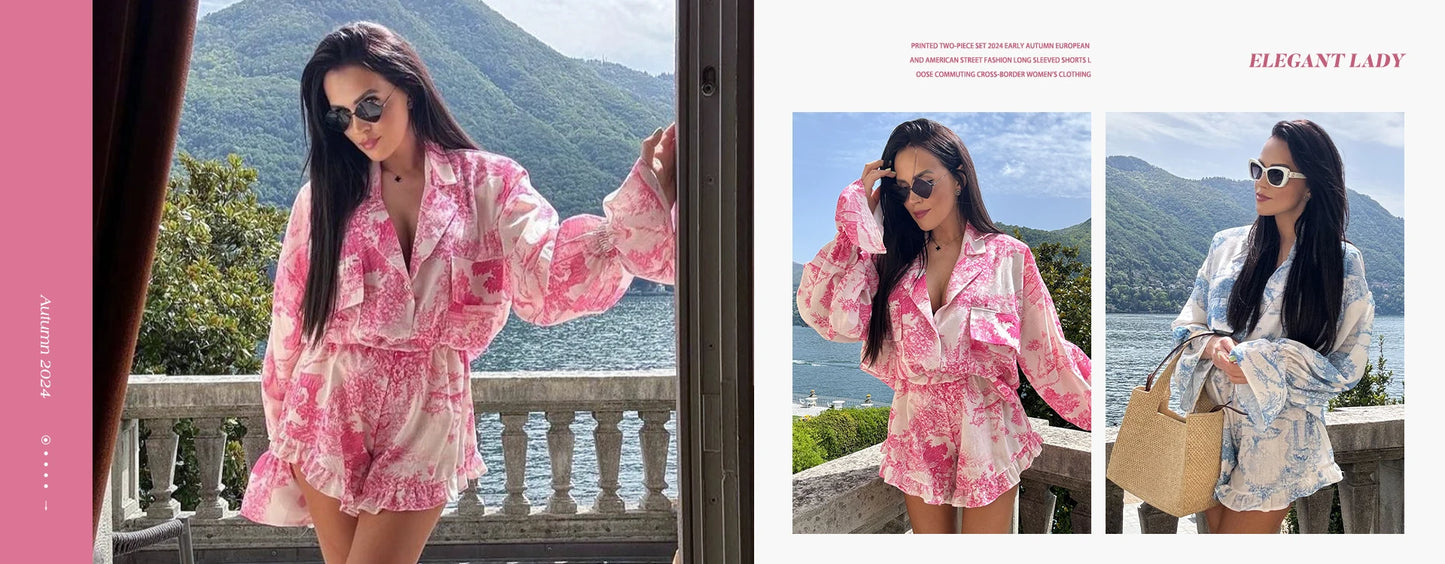 Clacive Fashion Loose White 2 Piece Sets Women Outfit 2024 Casual Long Sleeve Shirt With High Waist Shorts Set Female Streetwear - Shopfly.co.uk