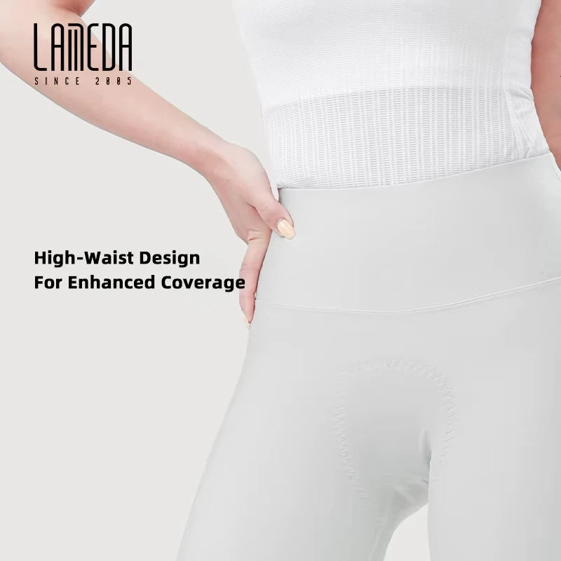 LAMEDA Cycling Shorts Women's High Elastic Cycling Pants Quick-Drying Bib Shorts Upf50+ Outdoor Cycling Shorts White Road Cyclin - Shopfly.co.uk