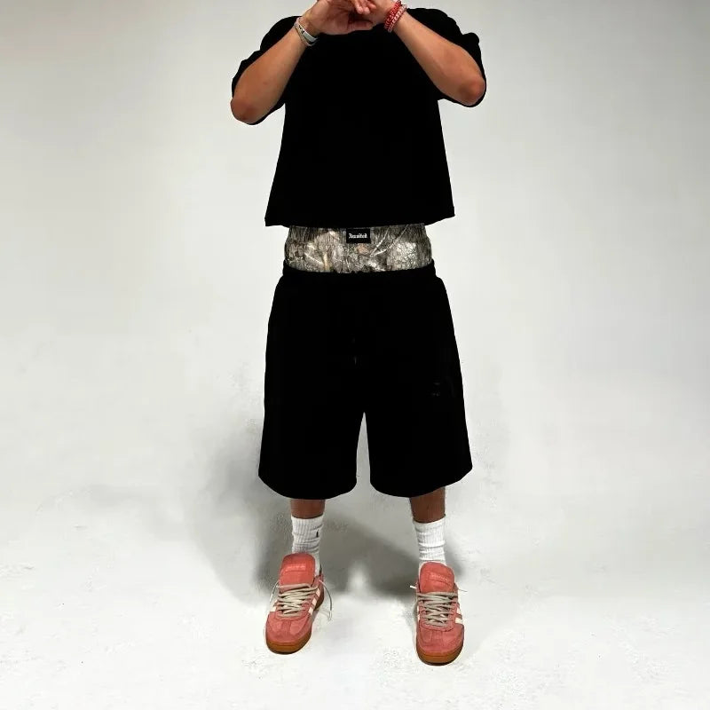 Y2K Retro Shorts Camouflage Pattern Double Waist Embroidered Streetwear Men Women Harajuku Hip Hop Casual Boxer Sports Shorts - Shopfly.co.uk