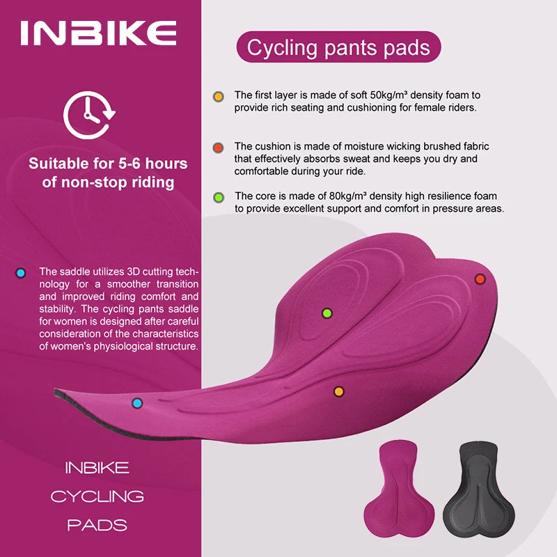 INBIKE Women's Bike Shorts Padded MTB Cycling Pants Road Biking Clothing Road Mountain Riding Bicycle Cycle Shorts with Pockets - Shopfly.co.uk