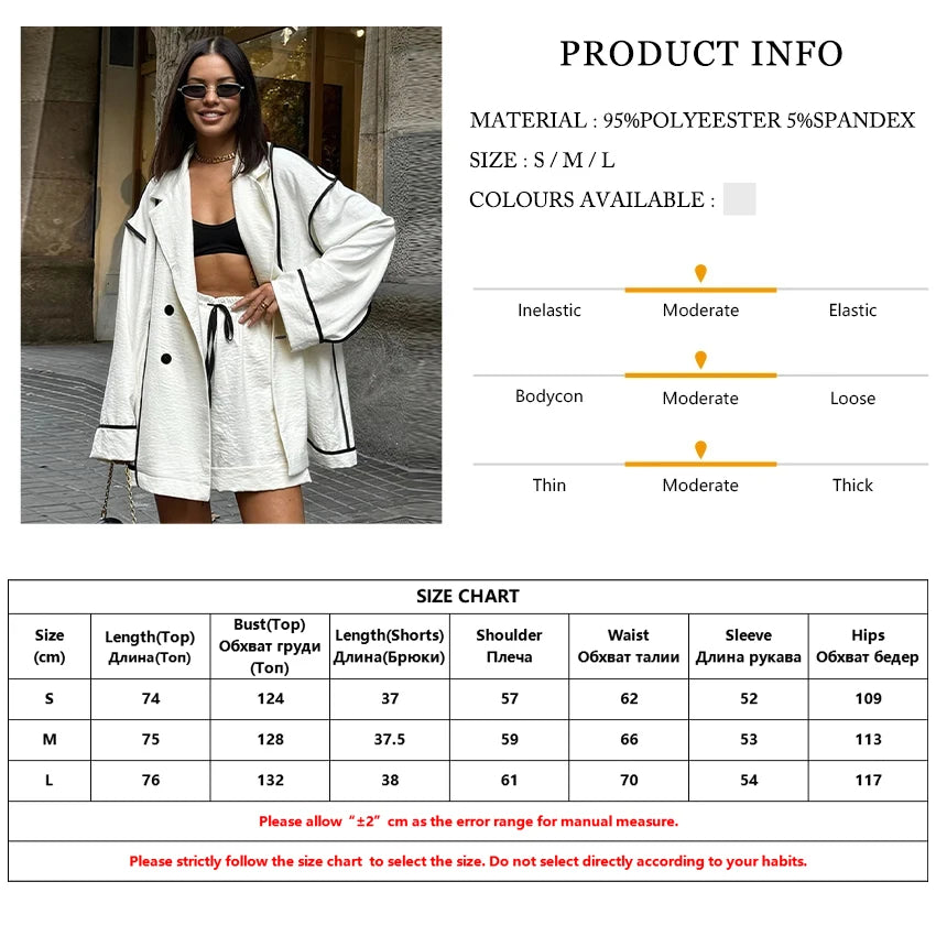 Clacive Fashion Loose White 2 Piece Sets Women Outfit 2024 Casual Long Sleeve Shirt With High Waist Shorts Set Female Streetwear - Shopfly.co.uk