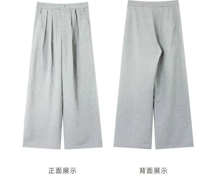 VIMLY Two Piece Office Outfit Woman 2025 Summer Pant Sets Linen Blend Women's Suits V Neck Waistcoat + Wide Leg Long Pants M7357 - Shopfly.co.uk