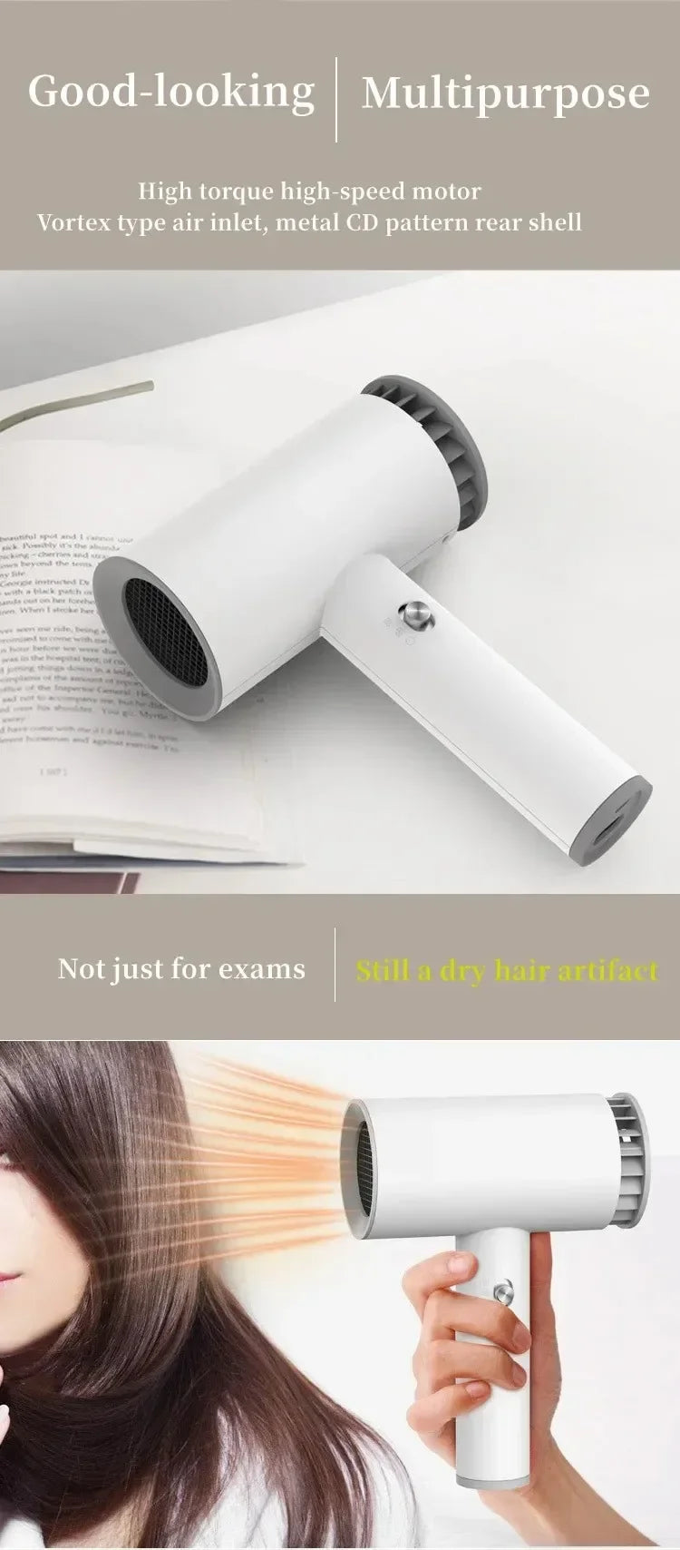 Portable Cordless Hair Dryer Fast Dry Hair Lithium Battery Rechargeable Blow Dryer Strong Wind Travel/Outdoor Plug in Hot Air - Shopfly.co.uk