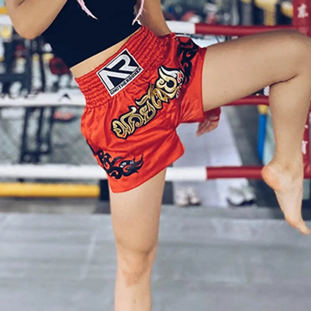Sports Boxing Shorts Women Men High Elasticity Breathable Muay Thai Cord Design Trunks Kickboxing Shorts - Shopfly.co.uk