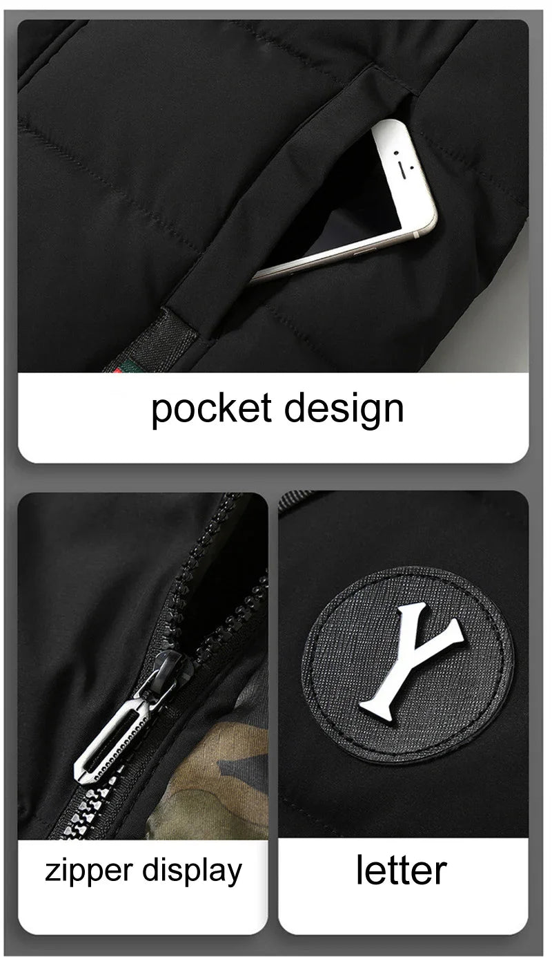 Vest for Men Cotton Warm Sleeveless Coat Hat Detachable Padded Winter Waistcoat Work Wear Male High Quality Clothes 5XL - Shopfly.co.uk