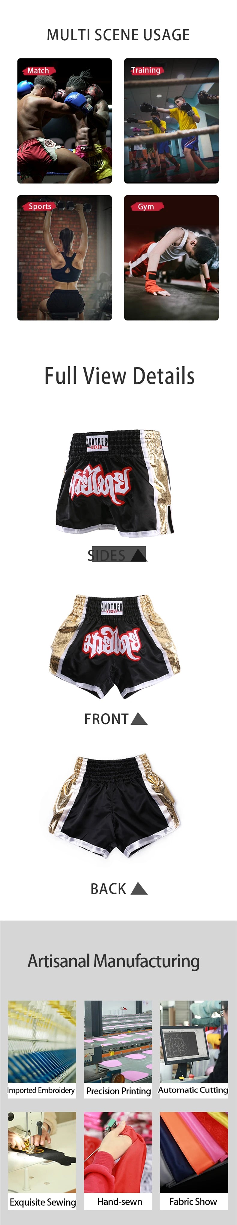 MMA Shorts for Kids & Adults, Muay Thai Shorts Boxing, Embroidered, Martial Arts Clothing for Muay Thai and Taekwondo Training - Shopfly.co.uk