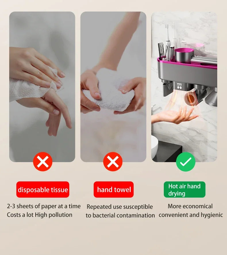 For Dyson Xiaomi Hair Dryer Shelf Wall Mounted Hair Dryer Rack Change Into Automatic Hand Dryer with Storage Box hanger - Shopfly.co.uk