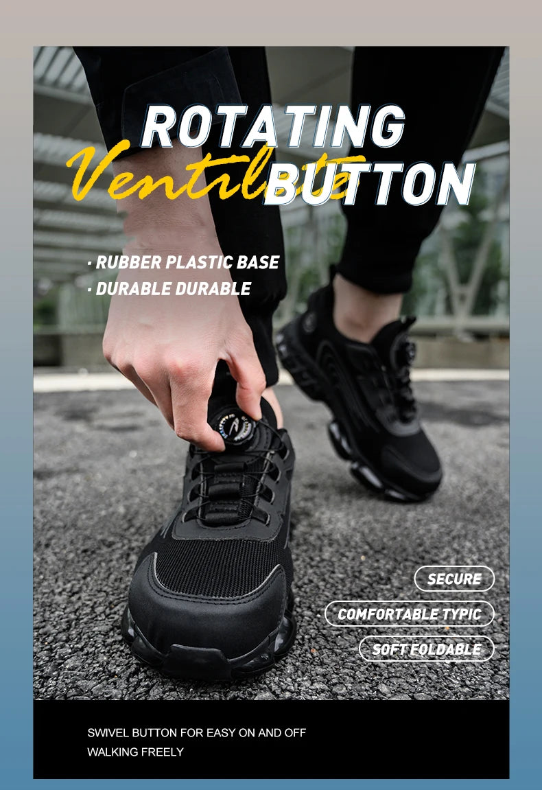 Rotating Button Safety Shoes Men Work Sneakers Indestructible Shoes Puncture-Proof Protective Shoes Work Boots Steel Toe Shoes - Shopfly.co.uk