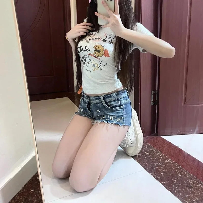 Micro Mini Women's Denim Shorts Tight Booty New In Skinny Female Short Jeans Pants Cheap Luxury Design Youthful Flowy Hot XXL XL - Shopfly.co.uk