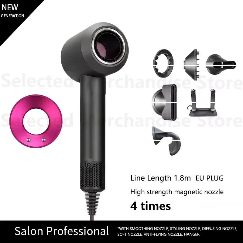 2025 New Professional Leafless Constant Temperature Negative Ion Attachment 5 Powerful Home Travel Portable Electric Hair Dryer - Shopfly.co.uk